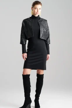 Natori Jackets & Outerwear-Leticia Embroidered Faux Leather Cropped Jacket
