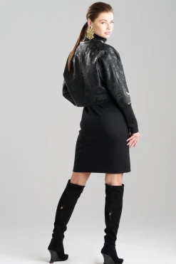 Natori Jackets & Outerwear-Leticia Embroidered Faux Leather Cropped Jacket