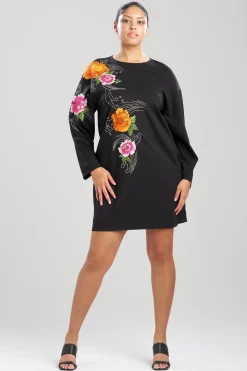 Natori Dresses-Light Weight Ponte Embroidered Shift Dress