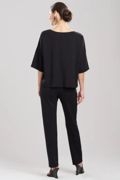 Natori Tops, Shirts & Tunics-Light Weight Ponte Embroidered Boat Neck Top