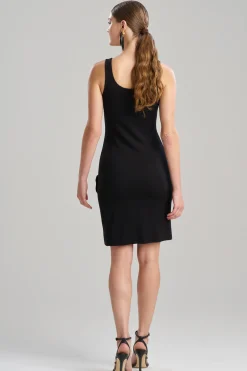 Natori Dresses-Light Weight Ponte Embroidered Tank Dress
