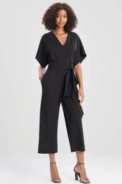 Natori Essentials|Jumpsuits-Light Weight Ponte Kimono V-Neck Jumpsuit