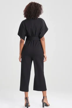 Natori Essentials|Jumpsuits-Light Weight Ponte Kimono V-Neck Jumpsuit