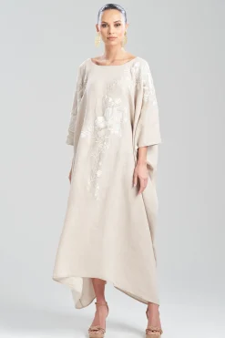 Natori Caftan Dresses-Linen Embroidered Caftan