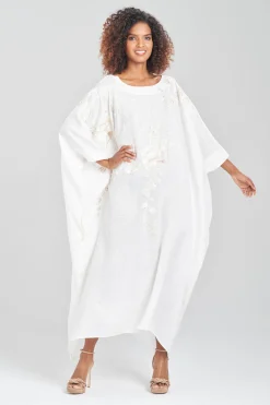 Natori Caftan Dresses-Linen Embroidered Caftan