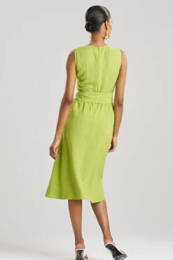 Natori Dresses-Linen Embroidered Fit & Flare Dress