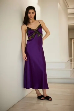 Natori Gowns-Lolita Lace Low Back Silk Gown