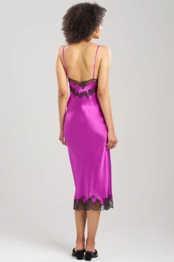 Natori Gowns-Lolita Lace Slit Silk Gown