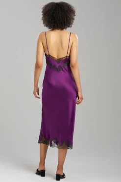 Natori Gowns-Lolita Lace Slit Silk Gown