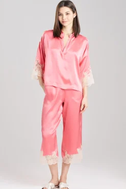 Natori Pajama Sets-Lolita Lace Trim Silk PJ