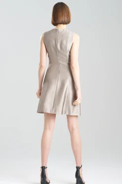 Natori Dresses-Lustrous Textured Jacquard Pleated Dress