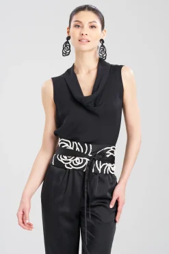 Natori Belts-Luxe Charmeuse Embroidered Floral Sequin Obi Belt