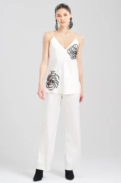 Natori Bustiers & Camis-Luxe Charmeuse Embroidered V-Neck Cami