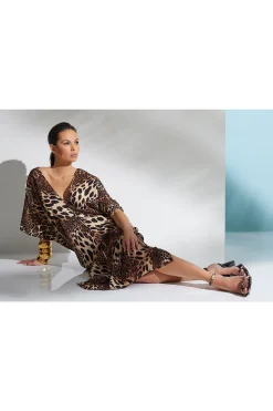 Natori Caftans|Honeymoon-Luxe Leopard Cotton Gauze Caftan Cover-Up