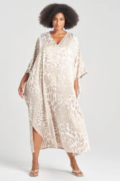 Natori Caftans|Plus Sizes-Luxe Leopard Zip Caftan