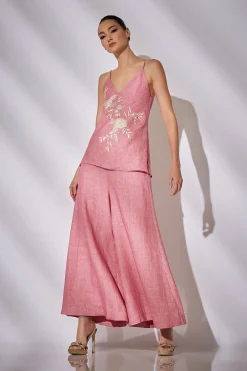 Natori Bustiers & Camis|Couture Tops-Luxe Linen Embroidered Cami