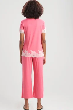 Natori Pajama Sets-Luxe Shangri-La TENCEL™ Short Sleeve PJ Basics