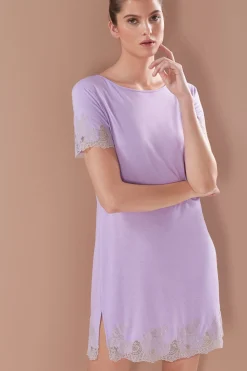Natori Sleepshirts-Luxe Shangri-La TENCEL™ Short Sleeve Sleepshirt