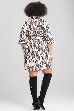 Natori Dresses-Lynx Cotton Sateen Belted Shirtdress