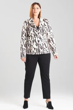 Natori Jackets & Outerwear-Lynx Cotton Sateen Tailored Blazer Jacket