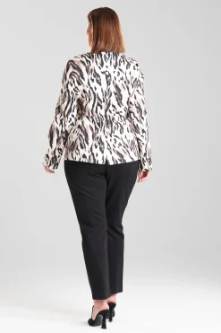 Natori Jackets & Outerwear-Lynx Cotton Sateen Tailored Blazer Jacket