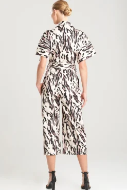 Natori Jumpsuits-Lynx Cotton Sateen Tapered Jumpsuit