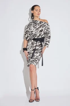 Natori Dresses-Lynx TENCEL™ Jersey Asymmetrical Drape Dress