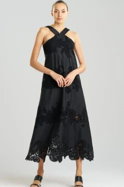 Natori Dresses|Plus Sizes-Madeira Cutwork Embroidered Halter Dress