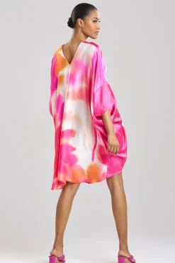Natori Caftan Dresses-Malaga Embellished Short Silk Caftan