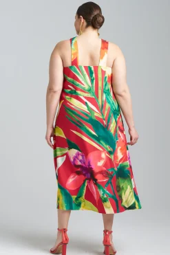 Natori Dresses|Plus Sizes-Mallorca Printed Cotton Silk Halter Dress