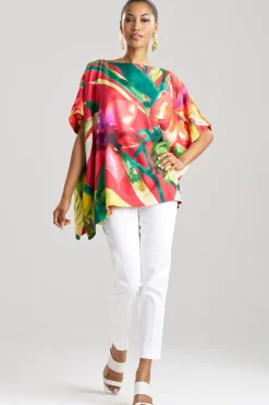 Natori Tops, Shirts & Tunics-Mallorca Printed Cotton Silk Caftan Top