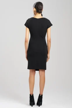 Natori Dresses|Wedding Guest Dresses-Matte Jersey Asymmetrical Drape Dress