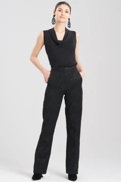 Natori Pants, Skirts & Shorts-Metallic Jacquard Bootcut Flare Trouser Pants