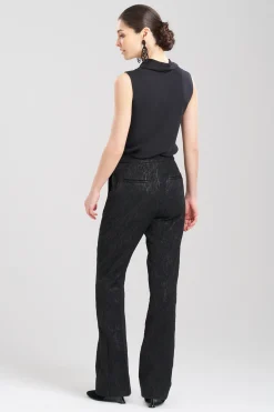 Natori Pants, Skirts & Shorts-Metallic Jacquard Bootcut Flare Trouser Pants