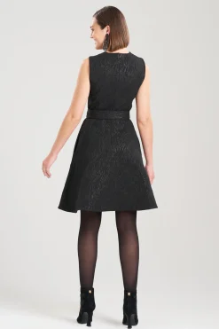 Natori Dresses-Metallic Jacquard Fit & Flare Dress