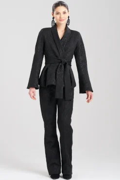 Natori Jackets & Outerwear-Metallic Jacquard Peplum Jacket