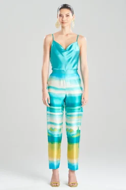 Natori Pajama Bottoms-Minako Tapered Pull On Silk Pants