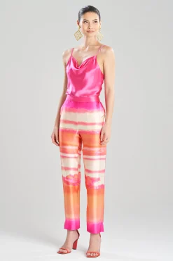 Natori Pajama Bottoms-Minako Tapered Pull On Silk Pants