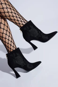 Natori Boots-Mitsu Shugo Embroidery Square Heel Ankle Boot