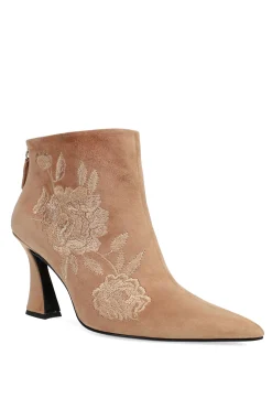 Natori Boots-Mitsu Shugo Embroidery Square Heel Ankle Boot