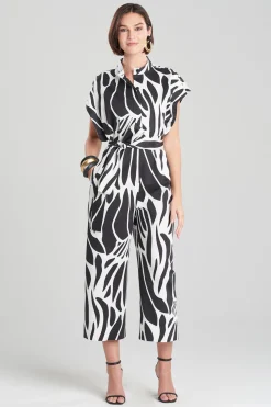 Natori Jumpsuits-Nagashi Cotton Chino Belted Mandarin Jumpsuit