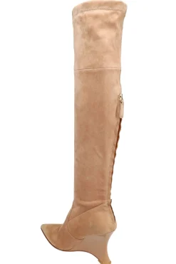 Natori Boots-Natsu Stretch Suede Over The Knee Wedge Boot