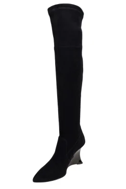 Natori Boots-Natsu Stretch Suede Over The Knee Wedge Boot