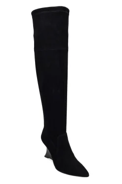 Natori Boots-Natsu Stretch Suede Over The Knee Wedge Boot
