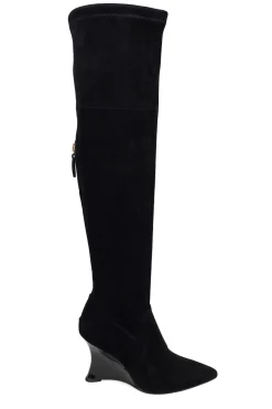 Natori Boots-Natsu Stretch Suede Over The Knee Wedge Boot
