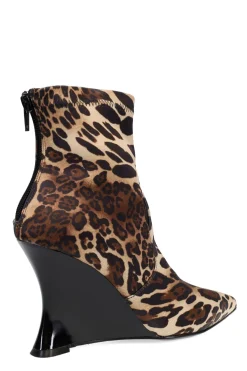 Natori Boots-Neko Luxe Leopard Satin Wedge Ankle Boot