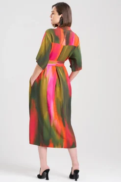 Natori Dresses-Ombre A-line Belted Shirtdress