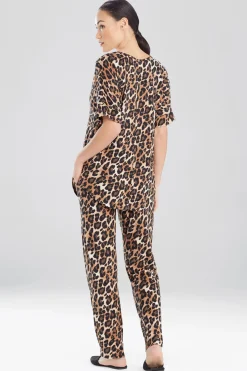 Natori Pajama Tops|Lounge Tops-Ombre Leopard Short Sleeve Top