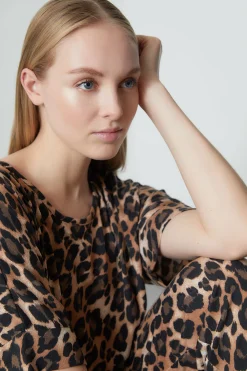 Natori Pajama Tops|Lounge Tops-Ombre Leopard Short Sleeve Top