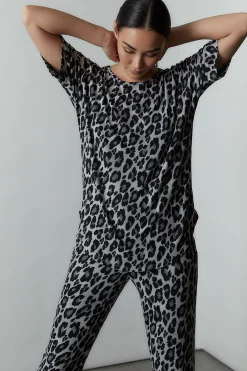 Natori Pajama Tops|Lounge Tops-Ombre Leopard Short Sleeve Top